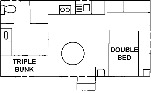Plan of an ensuite cabin at Edgewater Holiday Park