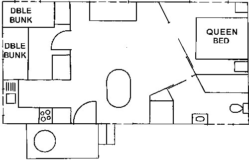 Floor plan of a deluxe unti at Edgewater Holiday Park